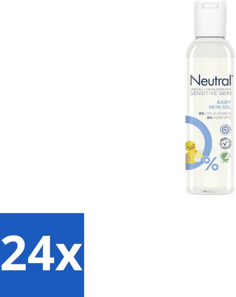 24 x Neutral - Baby Huidolie - Gevoelige huid - Parfumvrij - 150 ml - Babyhuid - Babyolie - Parfumvrije Babyolie - Gevoelige Babyhuid - Babyverzorging fra Neutral – produktbillede