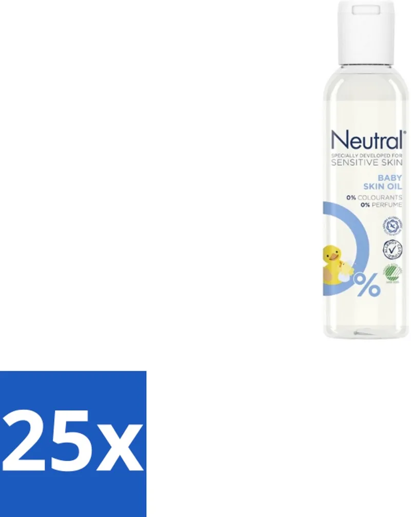 25 x Neutral Baby – Huidolie – Parfumvrij – Gevoelige Babyhuid – 150 ml - Babyhuidolie - Gevoelige Babyhuid - Droge Babyhuid - Hypoallergene Huidolie - Babyhuid Verzorging by Neutral – product photo
