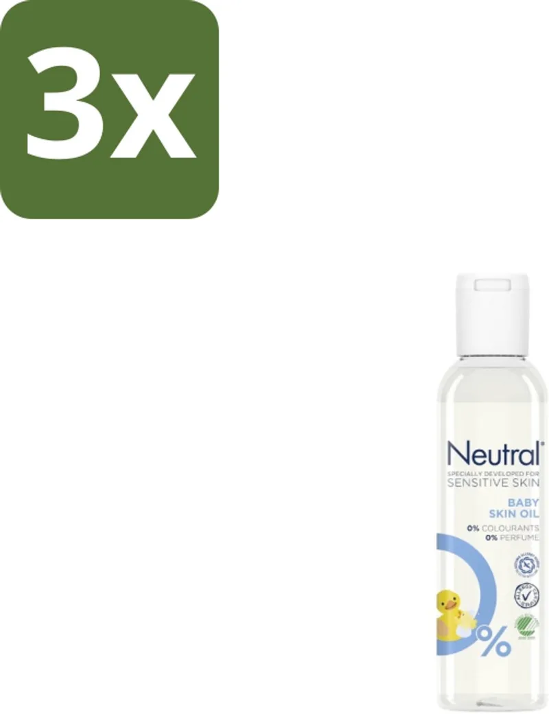 3 x Neutral Baby – Huidolie – Parfumvrij – Gevoelige Babyhuid – 150 ml - Babyhuidolie - Gevoelige Babyhuid - Droge Babyhuid - Hypoallergene Huidolie - Babyhuid Verzorging från Neutral – produktbild