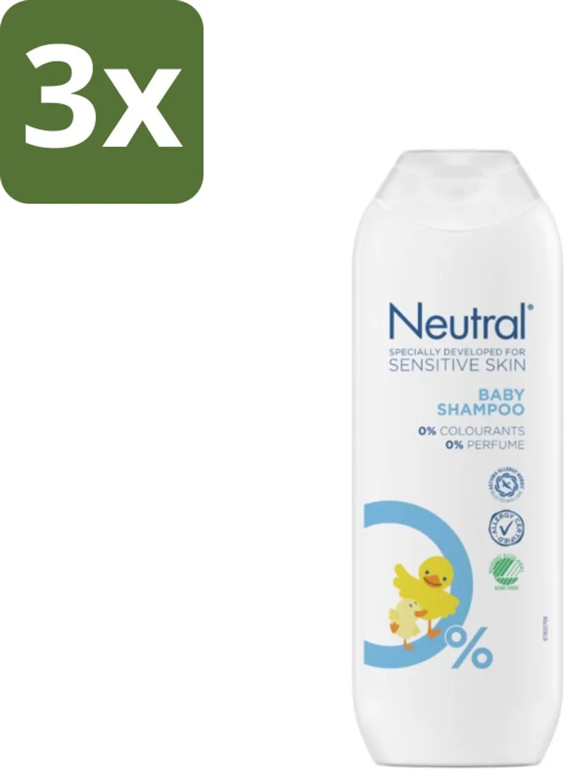 3 x Neutral - Babyshampoo - Gevoelige huid - Parfumvrij - Zonder Kleurstoffen - 250 ml - Baby Shampoo - Hypoallergenisch Shampoo - Zachte Babyhuid - Gevoelige Huid - Parfumvrije Shampoo by Neutral – product photo