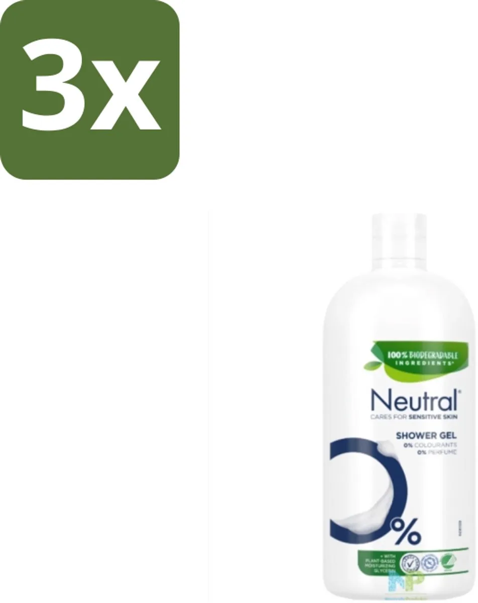 3 x Neutral – Douchegel – Sensitive Skin – 900 ml - Gevoelige Huid - Droge Huid - Parfumvrije Douchegel - Milde Douchegel - Dermatologisch Getest van Neutral – productfoto