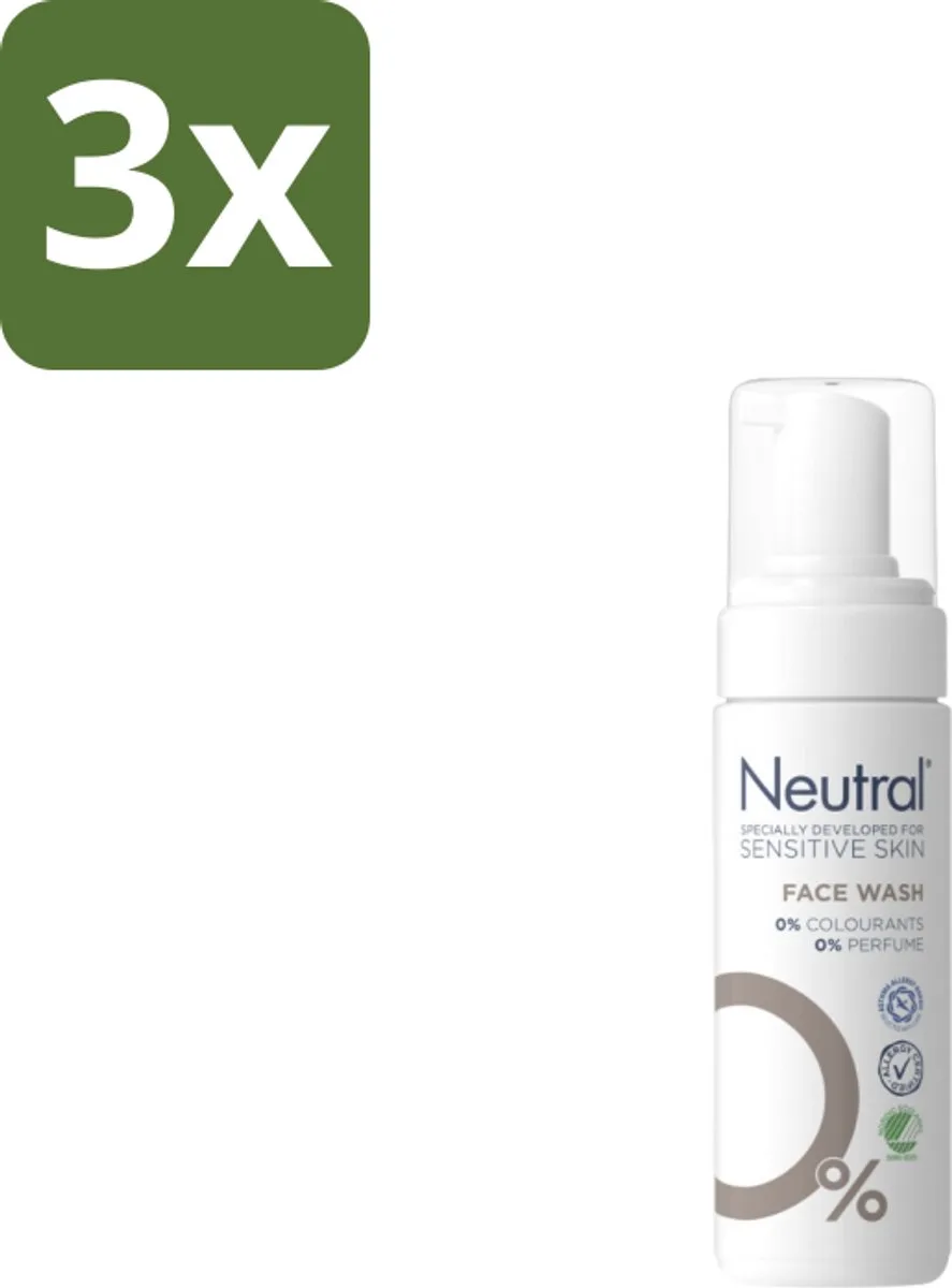 3 x Neutral – Gezichtsreiniging – Face Wash 0% Parfumvrij – 150 ml - Gevoelige Huid - Gezichtsreiniger - Milde Reiniging - Glycerine - Crème Verwijderen de Neutral – photo produit