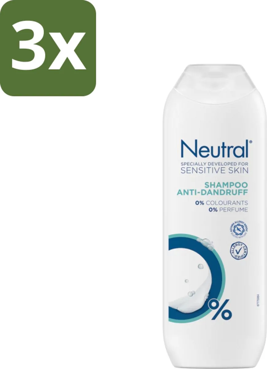 3 x Neutral - Shampoo - Gevoelige Huid - Anti-Roos - 0% Kleurstof & Parfum - 250 ml - Gevoelige Huid - Anti-roos Shampoo - 0% Parfum - 0% Kleurstof - 0% Parabenen de Neutral – photo produit