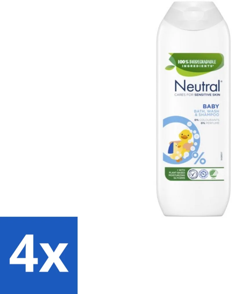 4 x Neutral - Baby Shampoo - Gevoelige huid - Parfumvrij - 250 ml - Baby Shampoo - Babywas - Babyproducten - Parfumvrije Shampoo - Babyhuid de Neutral – photo produit