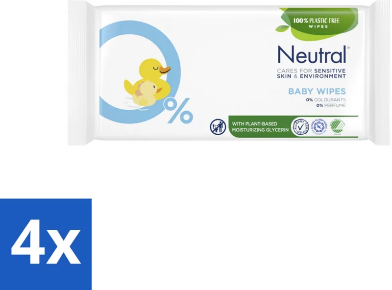 4 x Neutral Billendoekjes 52 doekjes - Baby Billendoekjes - Zachte Billendoekjes - Hypoallergene Billendoekjes - Babyhuid - Babyverzorging by Neutral – product photo