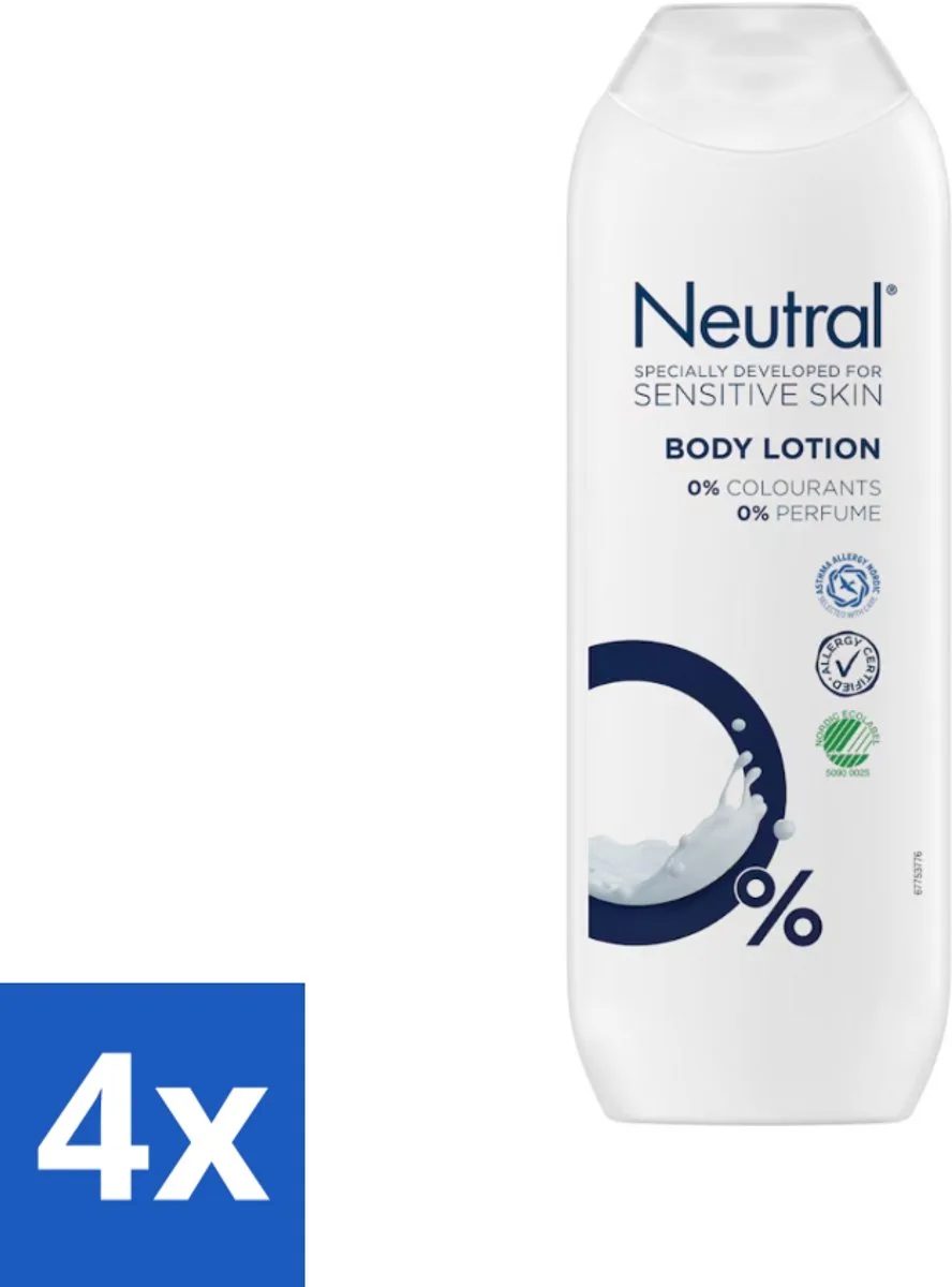 4 x Neutral - Bodylotion - Gevoelige Huid - 0% Kleurstof & Parfum - 250 ml - Gevoelige Huid - Bodylotion - Hydratatie - Zachte Huid - 0% Parfum by Neutral – product photo