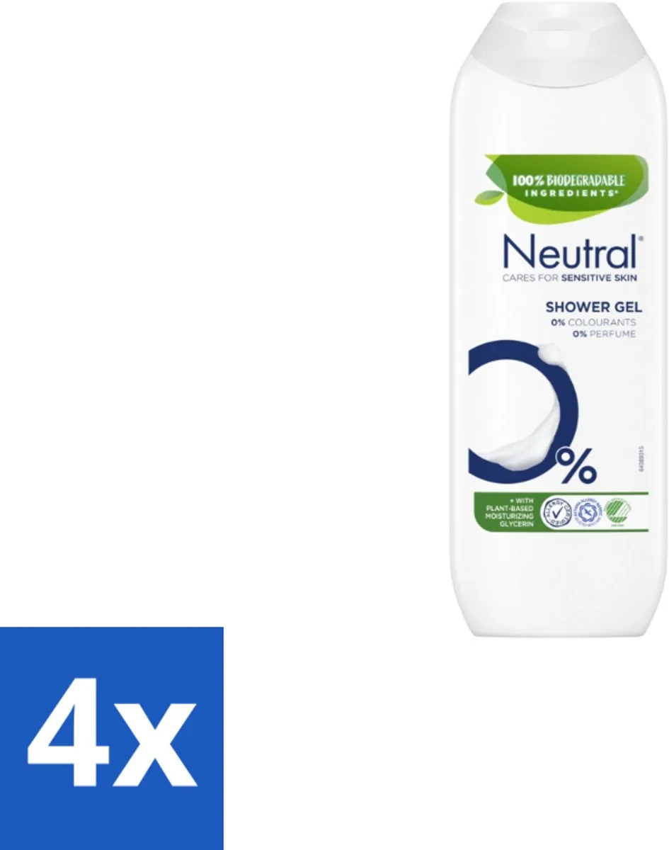 4 x Neutral Douchegel Parfumvrij 250 ml - Gevoelige Huid - Douchegel - Parfumvrij - Allergie - Huidverzorging van Neutral – productfoto
