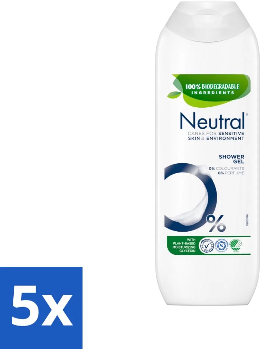 5 x Neutral - Douchegel - Gevoelige Huid - 0% Kleurstof & Parfum - Met Plantaardige Glycerine - 250 ml - Douchegel - Gevoelige Huid - 0% Kleurstof - 0% Parfum - Plantaardige Glycerine de Neutral – photo produit