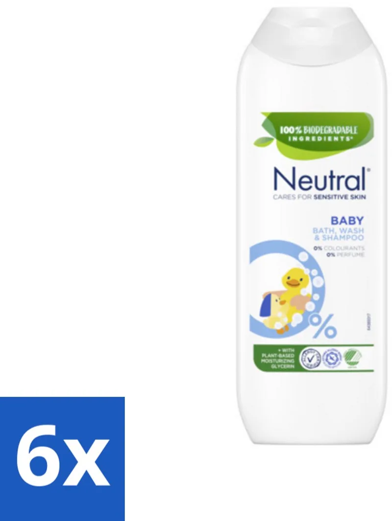 6 x Neutral Baby Shampoo Parfumvrij 250 ml - Babywas - Babyshampoo - Zachte Babyhuid - Zeepvrije Shampoo - 0% Parfum de Neutral – photo produit