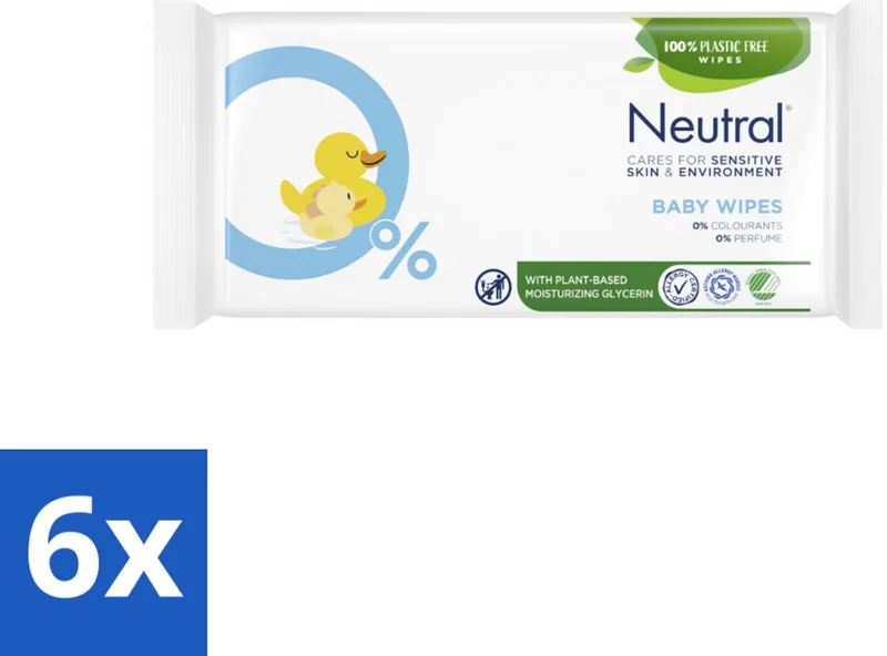 6 x Neutral Billendoekjes 52 doekjes - Baby Billendoekjes - Zachte Billendoekjes - Hypoallergene Billendoekjes - Babyhuid - Babyverzorging by Neutral – product photo