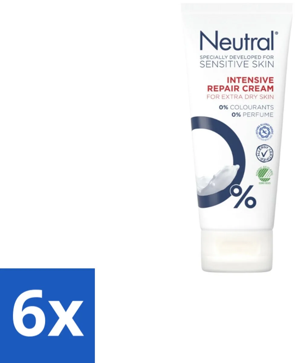 6 x Neutral - Bodycrème - Intensive Repair Cream - Gevoelige huid - 100 ml - Droge Huid - Gevoelige Huid - Bodycrème - Voedende Crème - Parfumvrije Crème fra Neutral – produktbillede