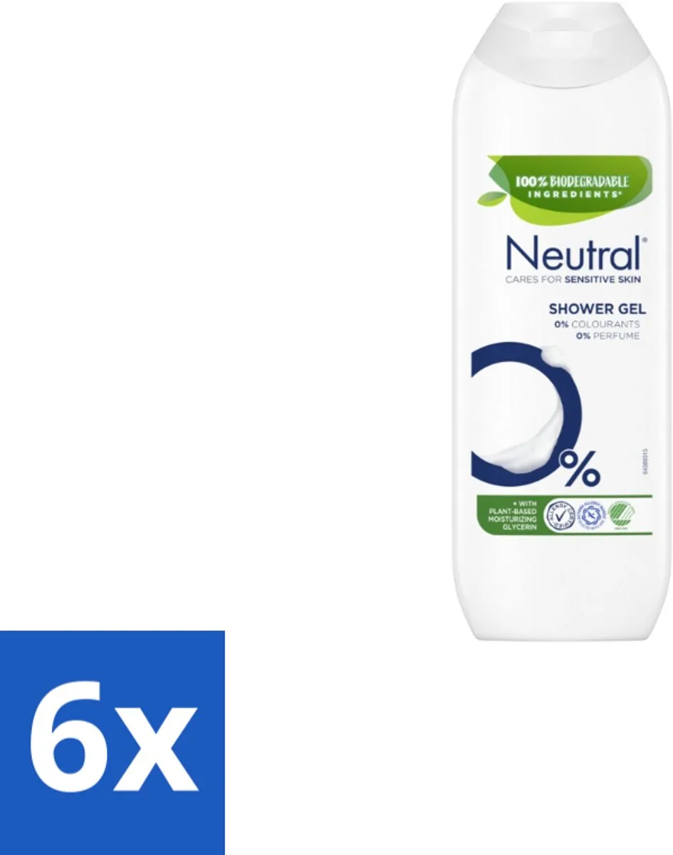 6 x Neutral - Douchegel - Gevoelige huid - Parfumvrij - 250 ml - Douchegel - Parfumvrije Douchegel - Gevoelige Huid - Douchegel Voor Gevoelige Huid - Biologisch Afbreekbare Douchegel van Neutral – productfoto