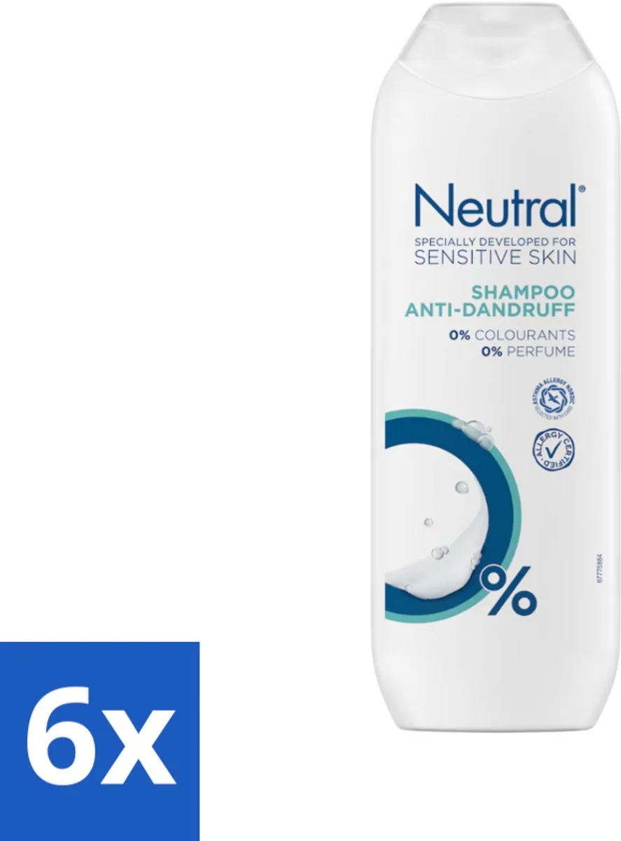 6 x Neutral - Shampoo - Gevoelige Huid - Anti-Roos - 0% Kleurstof & Parfum - 250 ml - Anti-roos Shampoo - Gevoelige Huid - 0% Parfum - 0% Kleurstof - 0% Parabenen de Neutral – photo produit