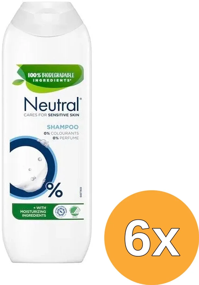 6x Neutral Shampoo Normaal 0% Parfumvrij (250 ml) von Neutral – Produktfoto