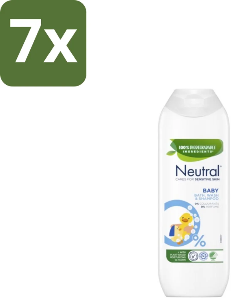 7 x Neutral Baby Shampoo Parfumvrij 250 ml - Baby Shampoo - Baby Was - Babyhuid Verzorging - Zeepvrije Shampoo - Mild Shampoo by Neutral – product photo