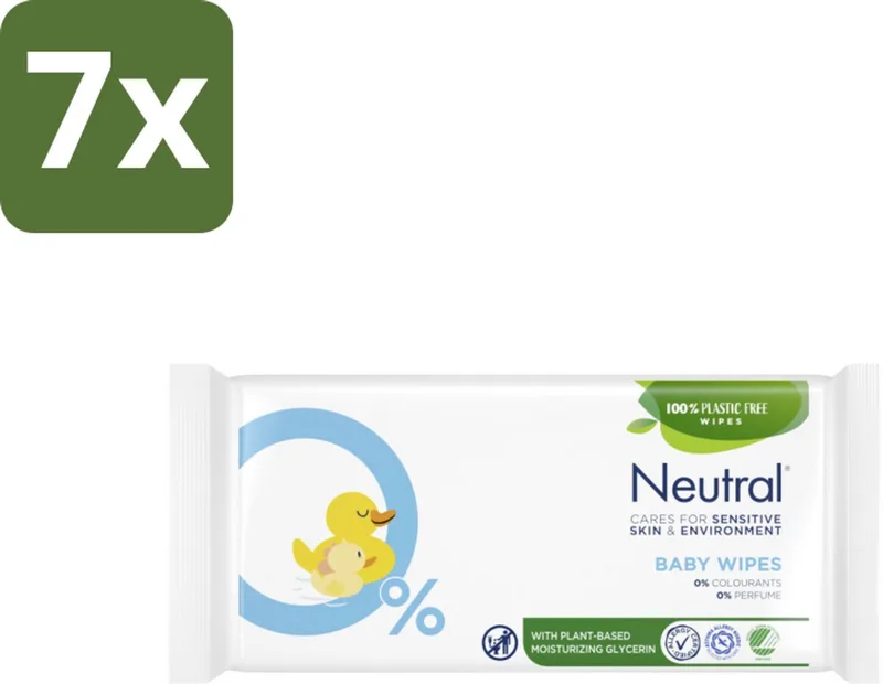 7 x Neutral Billendoekjes 52 doekjes - Baby Billetje Reinigen - Baby Handje Reinigen - Hypoallergene Doekjes - Zachte Doekjes - Veilige Baby Verzorging by Neutral – product photo
