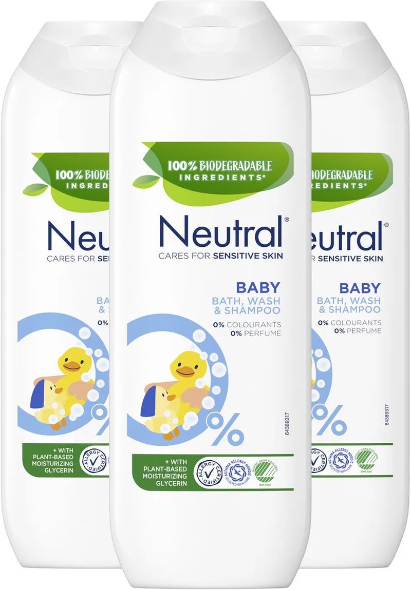 Neutral - 0% Bad, Wasgel & Shampoo - Baby - 3 x 250 ml de Neutral – photo produit