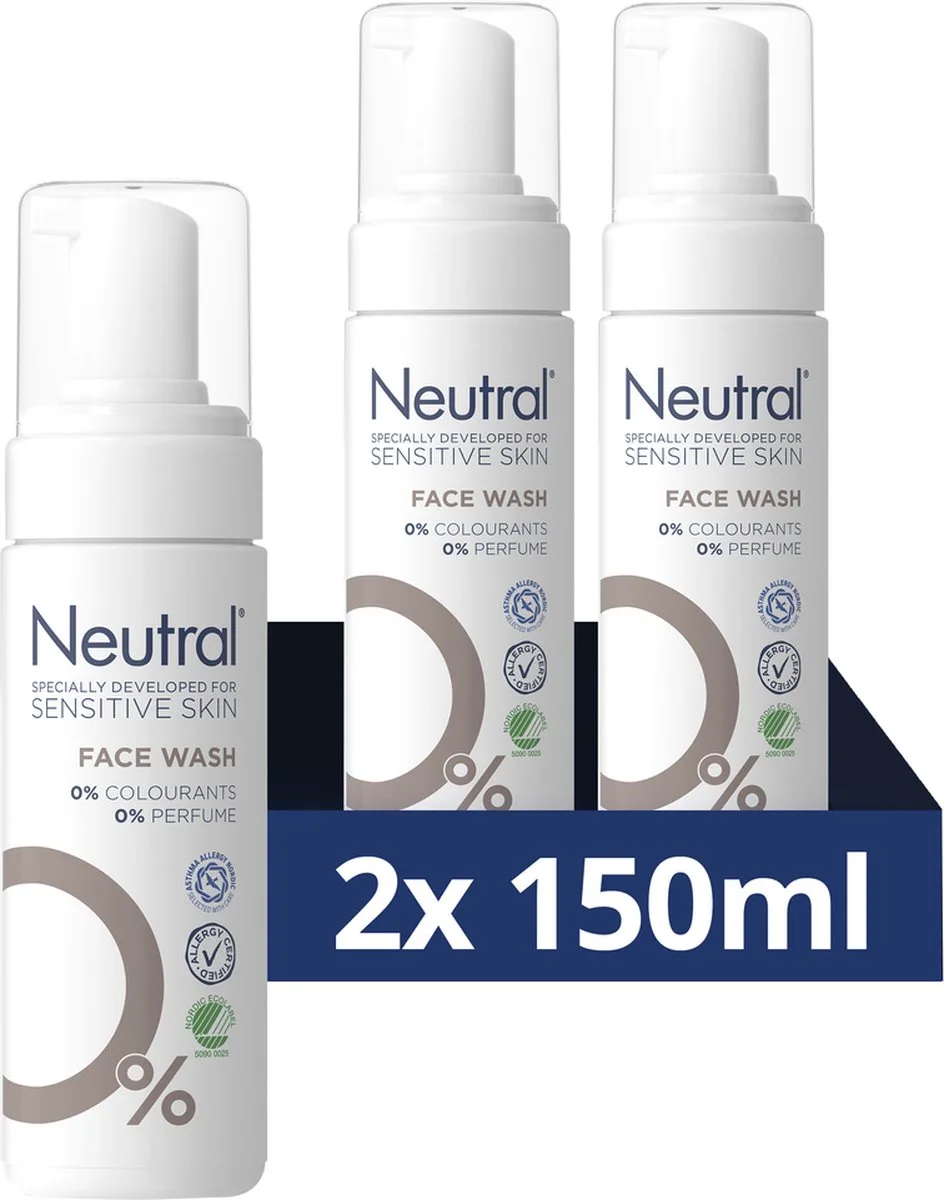 Neutral 0% Face Wash - Parfumvrije - bevat 0% parfum en 0% kleurstof - 2 x 150 ml de Neutral – photo produit