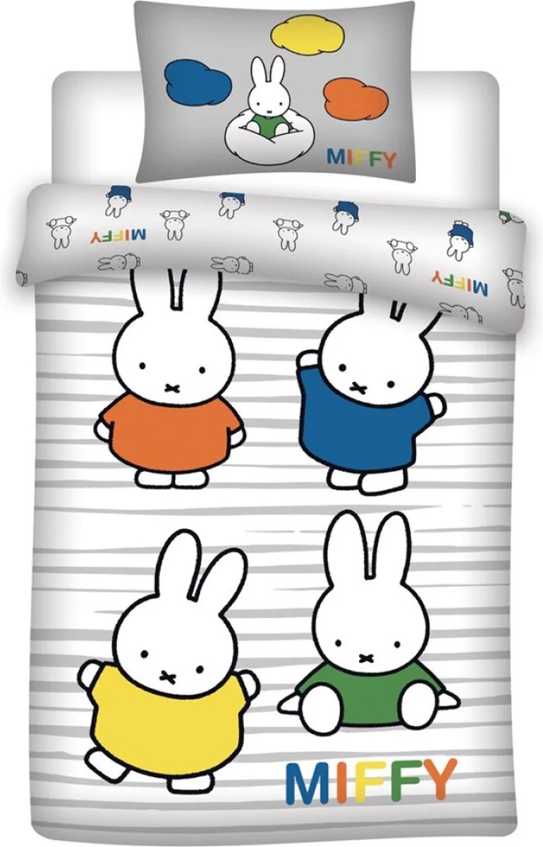 BABY Dekbedovertrek, Nijntje - 100 x 135 cm - Katoen van Nijntje in Wit – productfoto