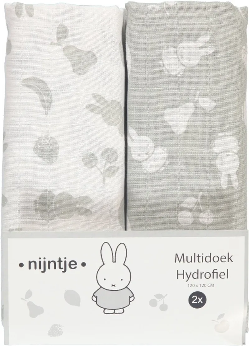 Hydrofiel swaddle 2x nijntje fruit van Nijntje in Grijs – productfoto