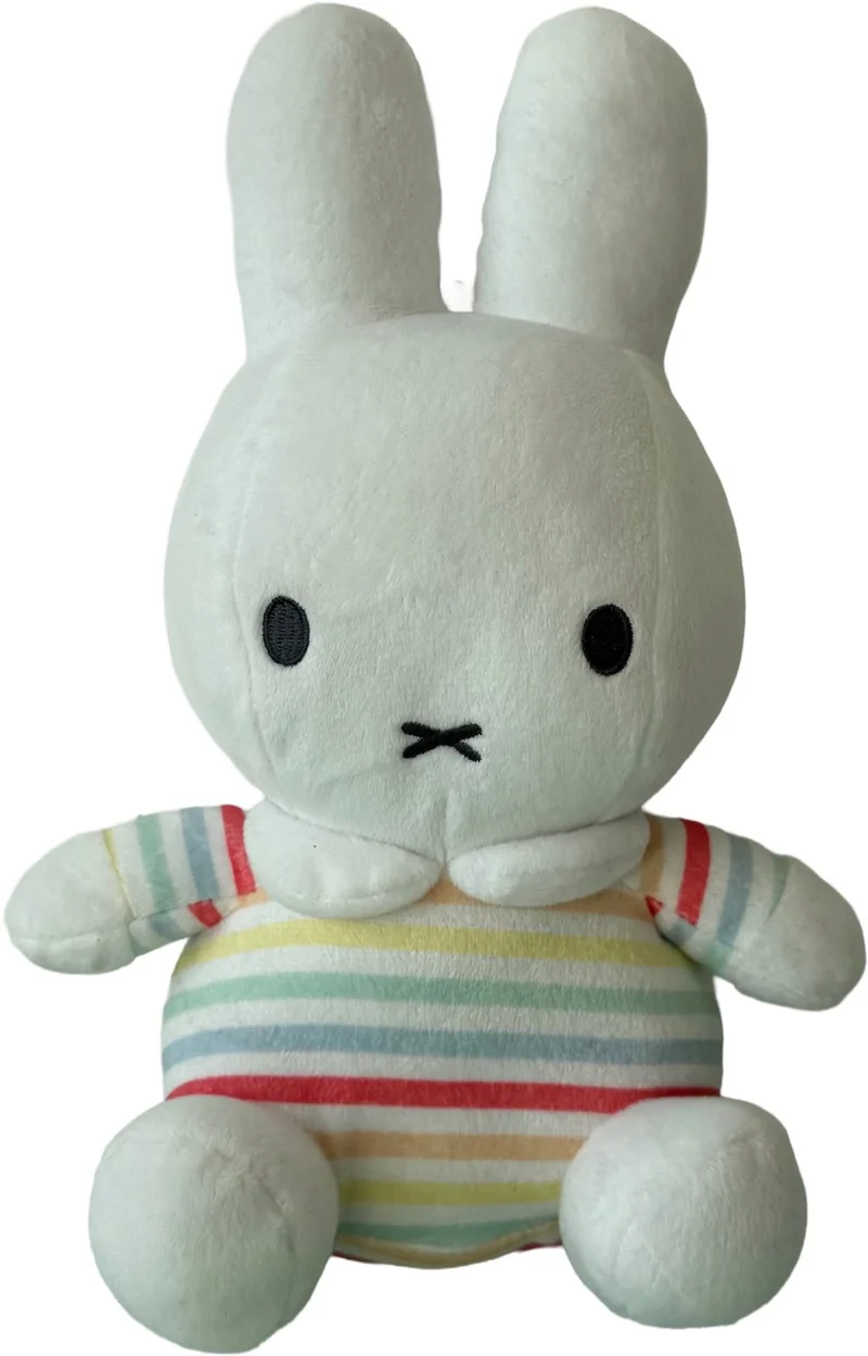 knuffel - 25 cm - gestreept shirt - met belletje van Nijntje in Wit – productfoto