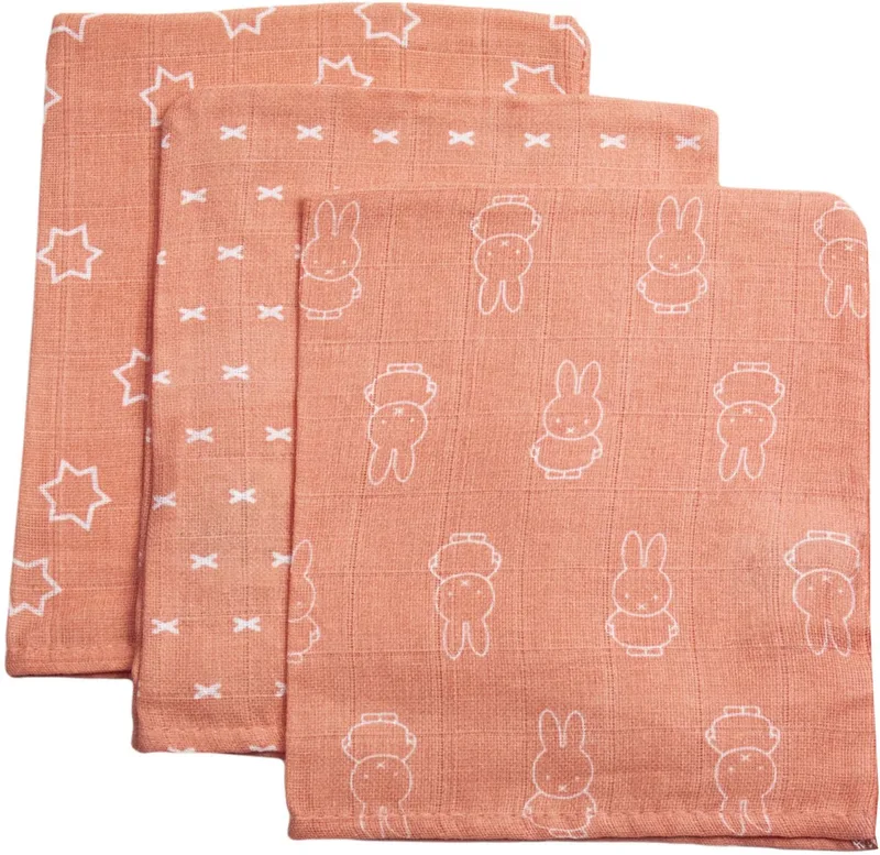 Washandje Hydrofiel 17 x 20 - Smile - 3 Stuks van Nijntje in Coral Pink – productfoto