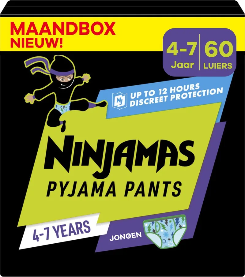 Pampers Ninjamas - Pyjama Pants Nacht - Jongen - 4/7 jaar - Maandbox - 60 luierbroekjes by Ninjamas – product photo