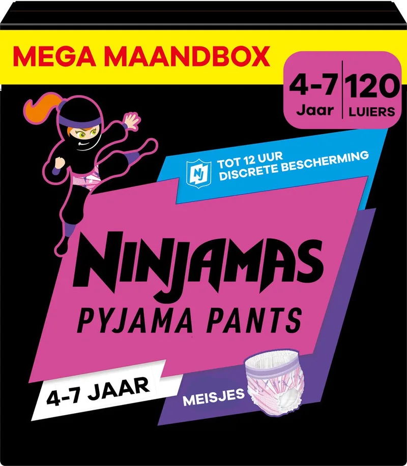 Pampers Ninjamas - Pyjama Pants Nacht - Meisje - 4/7 jaar - Mega Maandbox - 120 luierbroekjes by Ninjamas – product photo