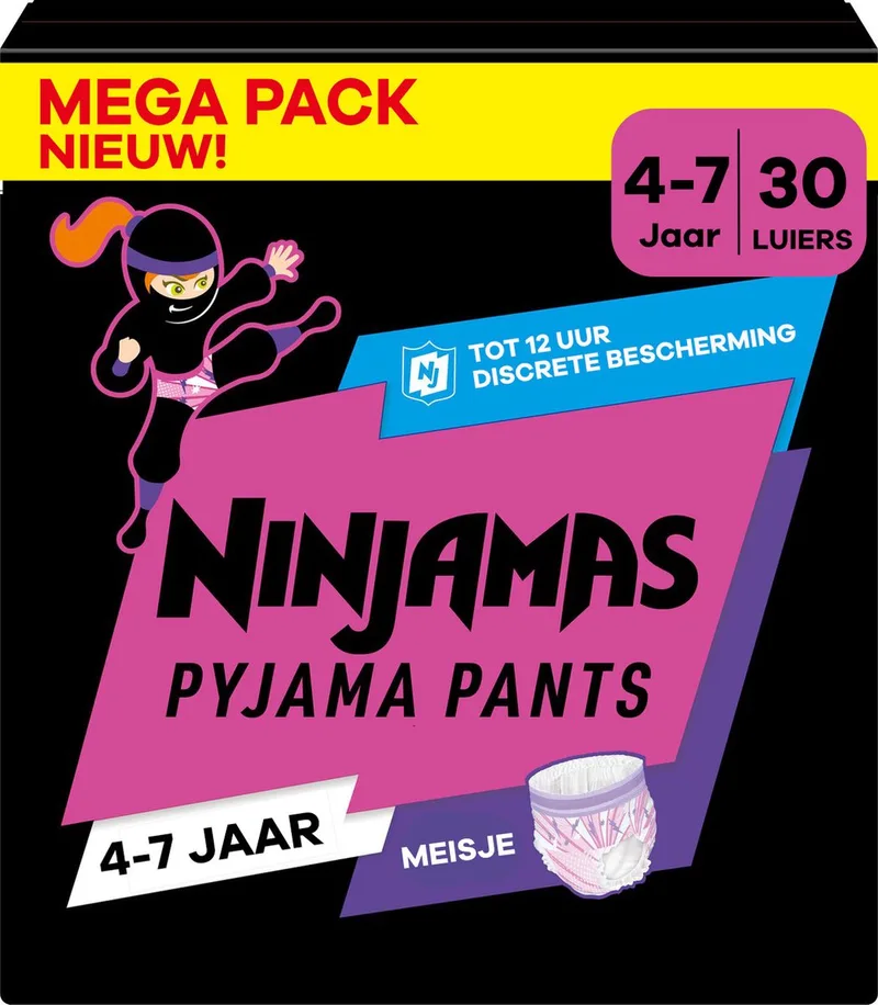 Pampers Ninjamas - Pyjama Pants Nacht - Meisje - 4/7 jaar - Mega Pack - 30 luierbroekjes de Ninjamas – photo produit