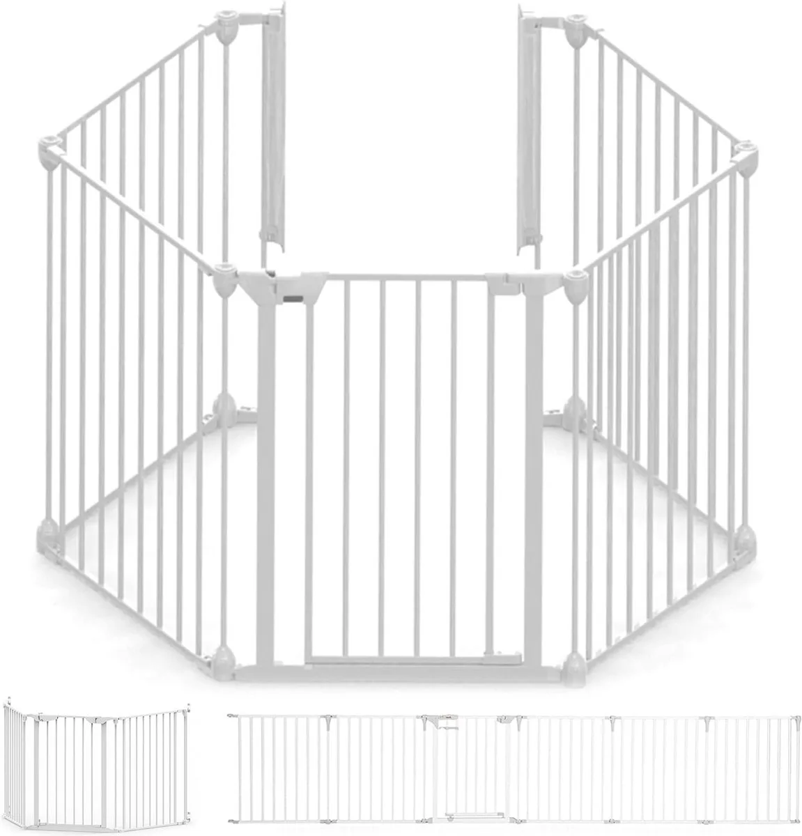 Noma 5 panelen Veiligheidshek - kamer verdeler - Tot 315 cm - kachelhek - veiligheidshek voor open haard van Noma in Wit – productfoto
