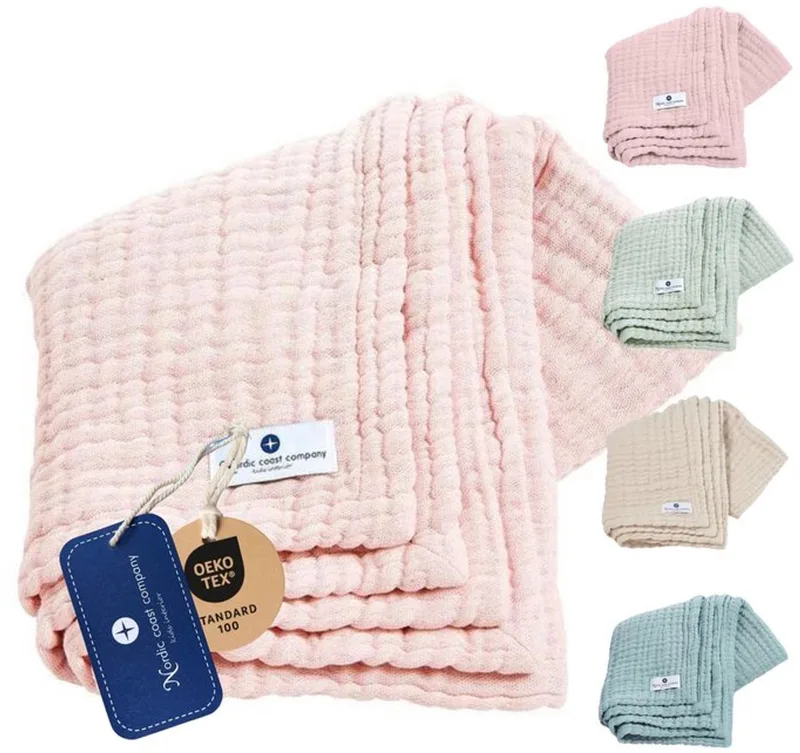 4 in 1 mousseline babydeken de Nordic Coast Company en Rose – photo produit