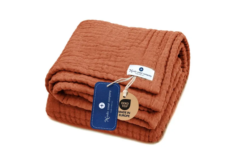 Babydecke Babydecke Musselin Kuscheldecke Puckdecke Baby & Neugeborene, Nordic Coast Company, Sommerdecke, Puck-u. Stilltuch, Einschlagdecke, Baumwolle atmungsaktiv van Nordic Coast Company in Rood – productfoto 1 van 5