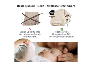 Babydecke Babydecke Musselin Kuscheldecke Puckdecke Baby & Neugeborene, Nordic Coast Company, Sommerdecke, Puck-u. Stilltuch, Einschlagdecke, Baumwolle atmungsaktiv van Nordic Coast Company in Rood – productfoto 4 van 5