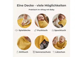 Babydecke Babydecke Musselin Kuscheldecke Puckdecke Baby & Neugeborene, Nordic Coast Company, Sommerdecke, Puck-u. Stilltuch, Einschlagdecke, Baumwolle atmungsaktiv van Nordic Coast Company in Geel – productfoto 4 van 5