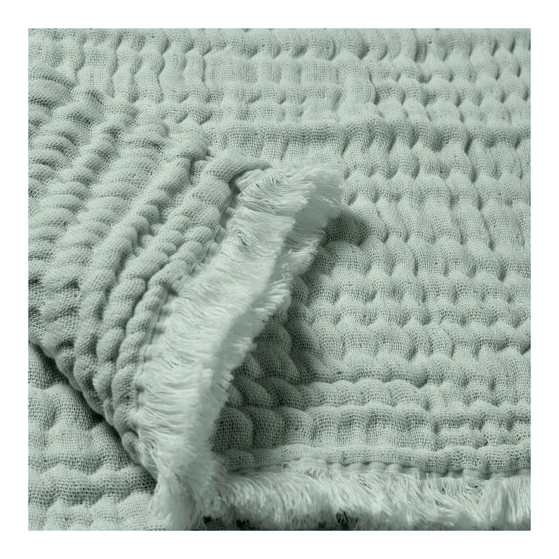 Babydeken mousseline franjes 80x80cm van Nordic Coast Company in Groen, 80 × 80 mm – productfoto 1 van 3