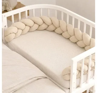 Nestchenschlange XXL Bettschlange geflochten, Bettschlange, Bettumrandung Babybett, Alternative zum Bettnestchen laborgeprüft 180cm, 200cm oder 300cm van Nordic Coast Company in Beige – productfoto 5 van 5