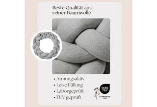 Nestchenschlange XXL Bettschlange geflochten, Bettschlange, Bettumrandung Babybett, Alternative zum Bettnestchen laborgeprüft 180cm, 200cm oder 300cm de Nordic Coast Company en Gris – photo produit 3 sur 3