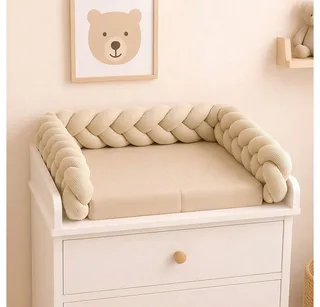 Nestchenschlange XXL Bettschlange geflochten, Bettschlange, Bettumrandung Babybett, Alternative zum Bettnestchen laborgeprüft 180cm, 200cm oder 300cm van Nordic Coast Company in Beige – productfoto 4 van 5