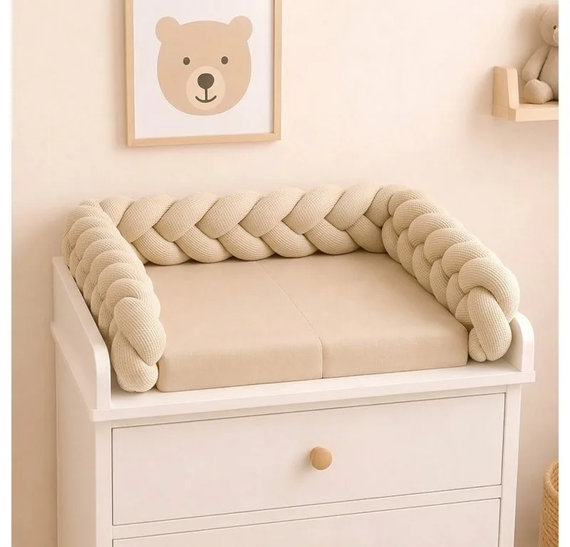 Nestchenschlange XXL Bettschlange geflochten, Bettschlange, Bettumrandung Babybett, Alternative zum Bettnestchen laborgeprüft 180cm, 200cm oder 300cm van Nordic Coast Company in Beige – productfoto 4 van 5
