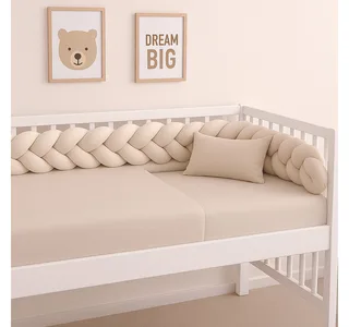 Nestchenschlange XXL Bettschlange geflochten, Bettschlange, Bettumrandung Babybett, Alternative zum Bettnestchen laborgeprüft 180cm, 200cm oder 300cm by Nordic Coast Company in Beige – product photo 3 of 3