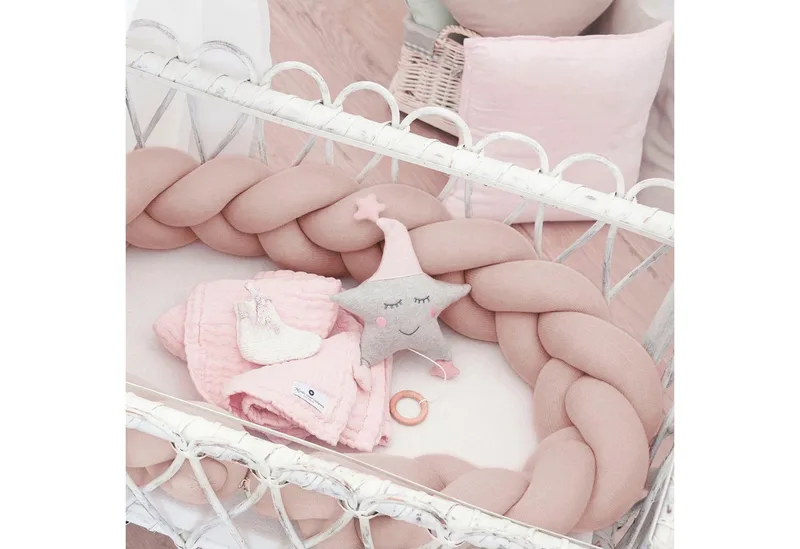 Nestchenschlange XXL Bettschlange geflochten, Bettschlange, Bettumrandung Babybett, Alternative zum Bettnestchen laborgeprüft 180cm, 200cm oder 300cm de Nordic Coast Company en Rose – photo produit 5 sur 5