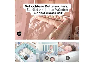 Nestchenschlange XXL Bettschlange geflochten, Bettschlange, Bettumrandung Babybett, Alternative zum Bettnestchen laborgeprüft 180cm, 200cm oder 300cm van Nordic Coast Company in Beige – productfoto 5 van 5