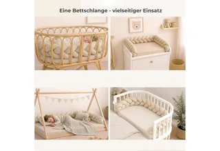 Nestchenschlange XXL Bettschlange geflochten, Bettschlange, Bettumrandung Babybett, Alternative zum Bettnestchen laborgeprüft 180cm, 200cm oder 300cm van Nordic Coast Company in Beige – productfoto 2 van 5