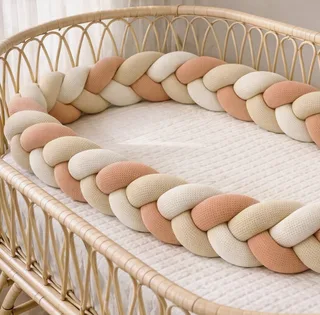 Nestchenschlange XXL Bettschlange geflochten, Bettschlange, Bettumrandung Babybett, Alternative zum Bettnestchen laborgeprüft 180cm, 200cm oder 300cm van Nordic Coast Company in Beige – productfoto 2 van 5