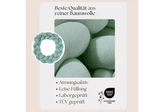 Nestchenschlange XXL Bettschlange geflochten, Bettschlange, Bettumrandung Babybett, Alternative zum Bettnestchen laborgeprüft 180cm, 200cm oder 300cm från Nordic Coast Company i Grön – produktbild 3 av 3