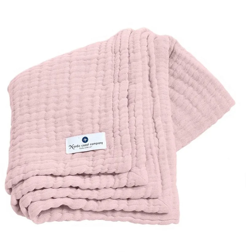 Oudroze 4 in 1 mousseline babydeken van Nordic Coast Company in Oud Roze – productfoto