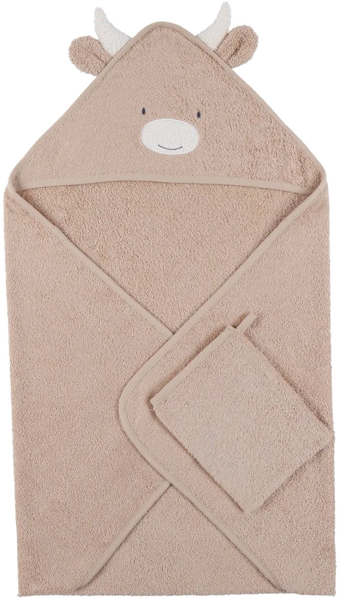F&O Badcape - 75 x 75 cm - Badstof de Noukie's en Beige – photo produit
