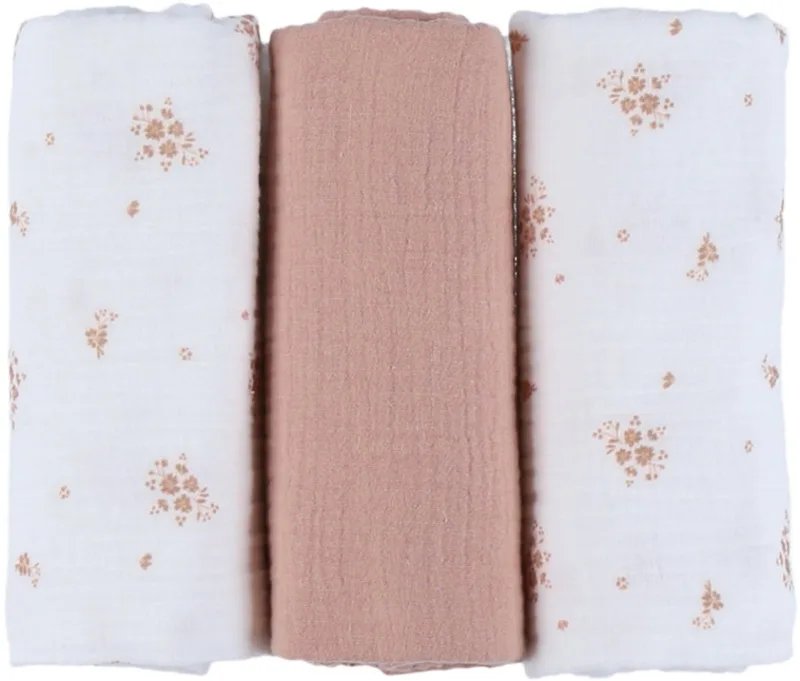 Hydrofiele Doeken Set - Vintage Flowers - 70 x 70 cm - Wit/Roze van Noukie's in Roze – productfoto