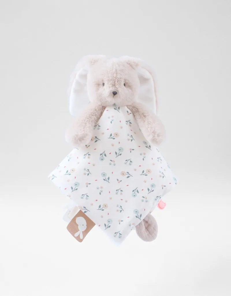 Knuffeldoekje- Tidou - Romy - Beertje met bloempje de Noukie's en Beige – photo produit