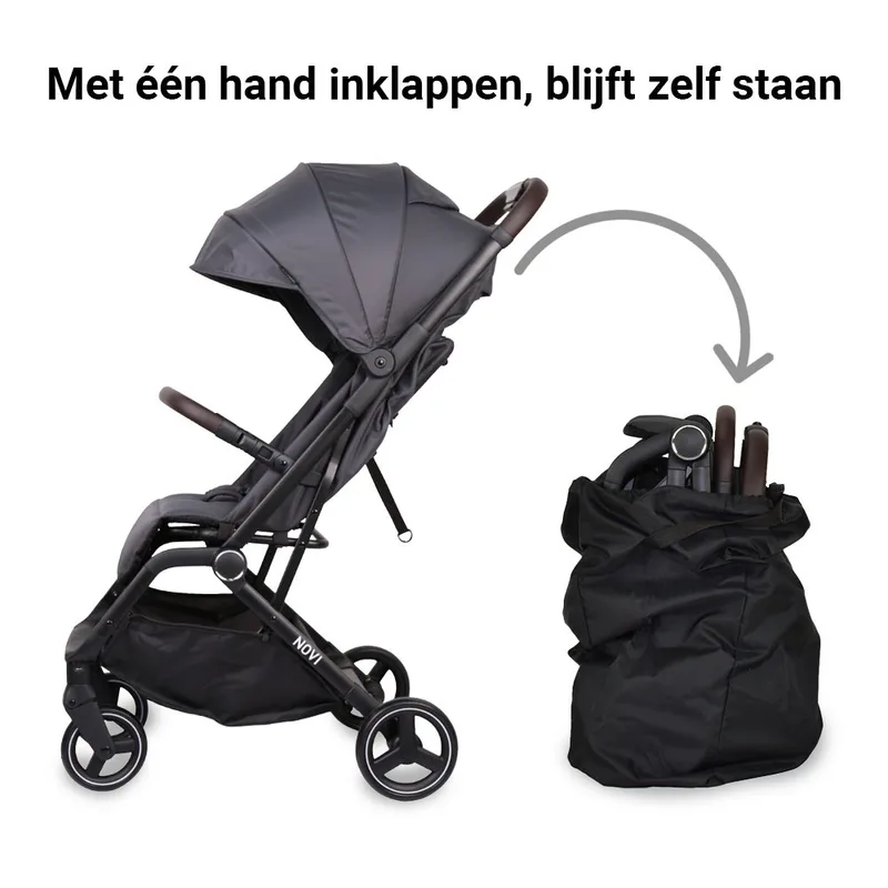 Cloud Go Buggy - Donker - Inclusief transporttas von Novi Baby in Grau – Produktfoto 3 von 4